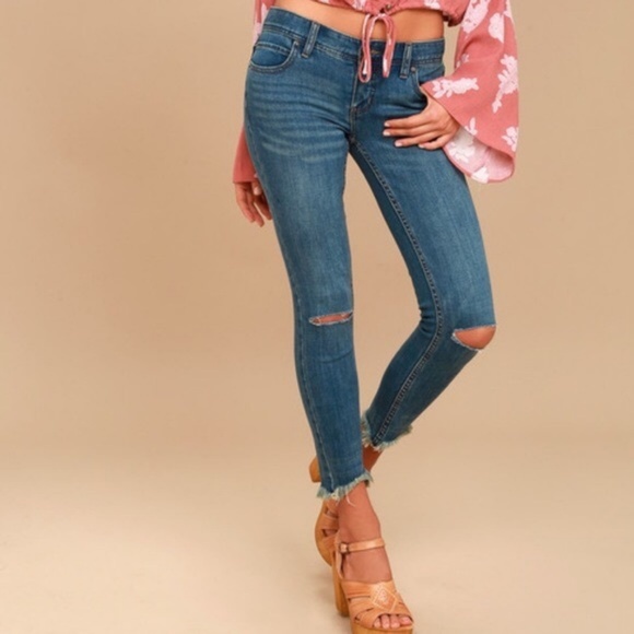 free people raw hem skinny jeans